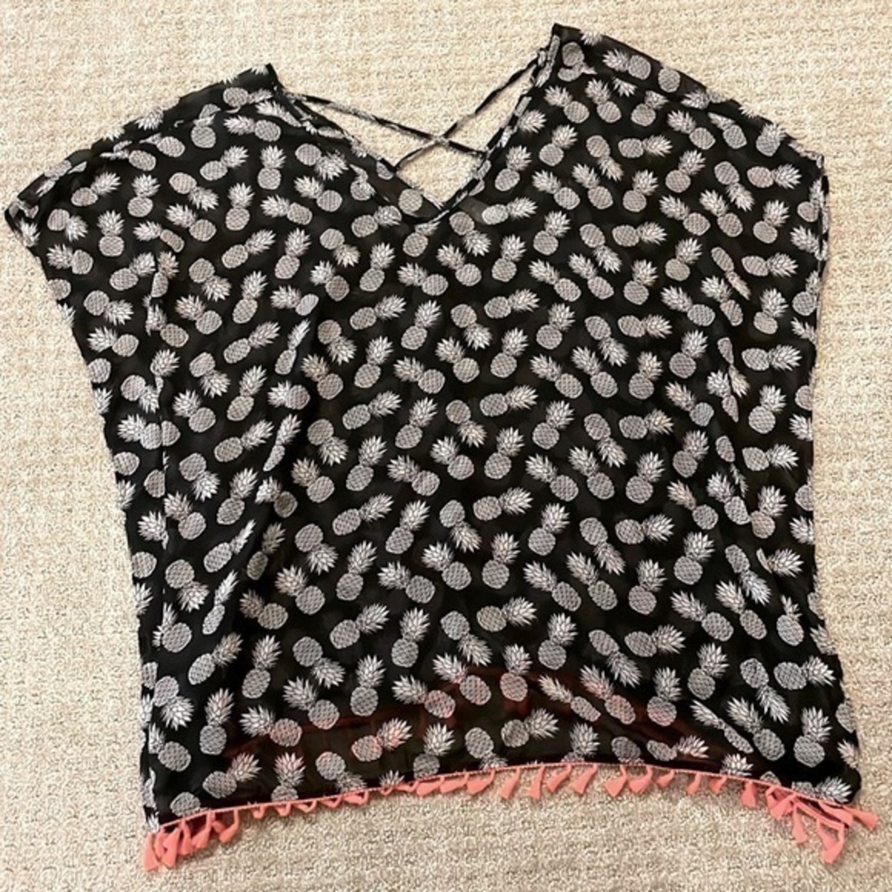 No Boundaries Black & White Pineapple Swim Coverup